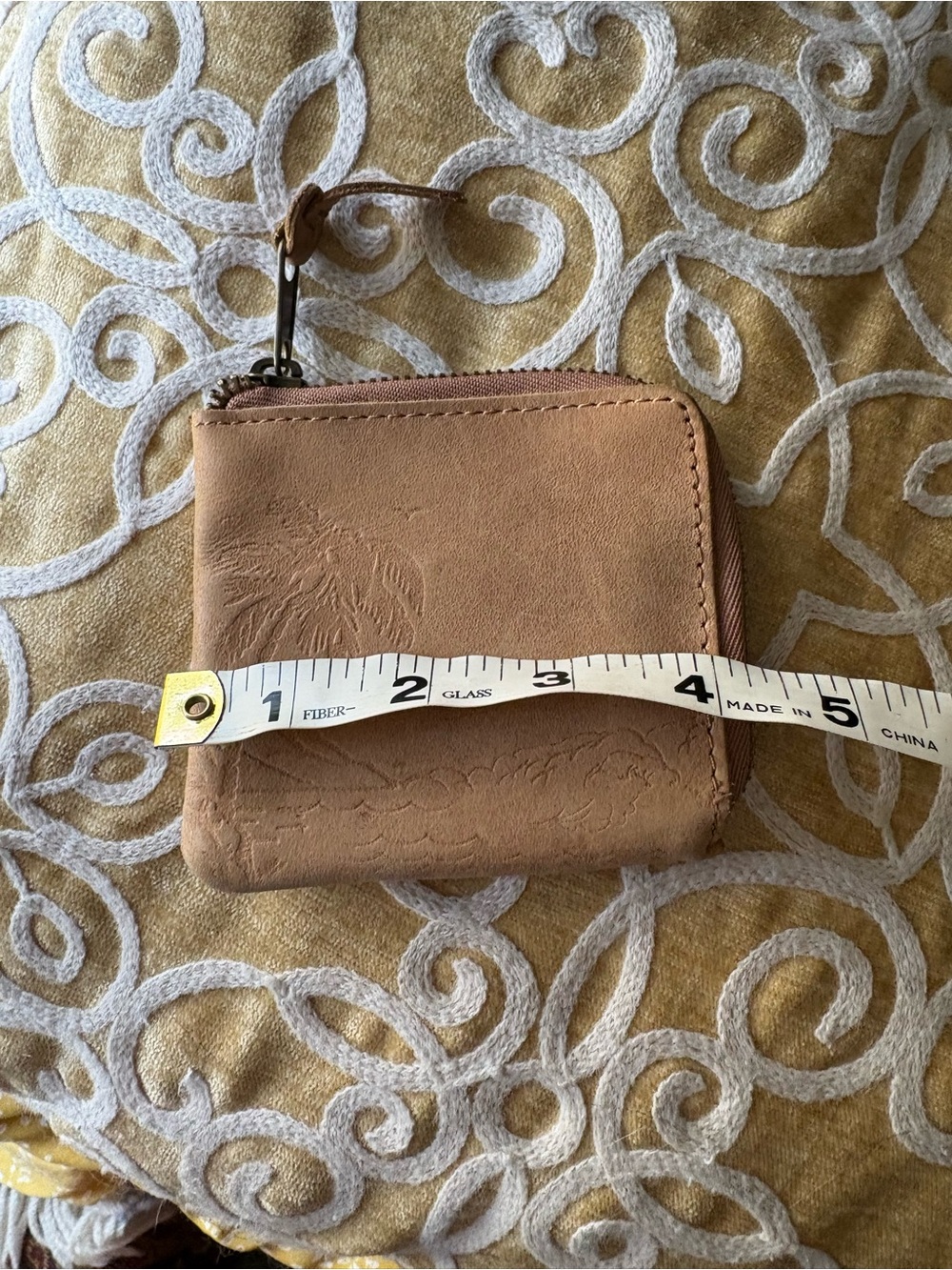 Vans Tan Leather Zip Wallet with Embossed Palm Design - Picture 4 of 5